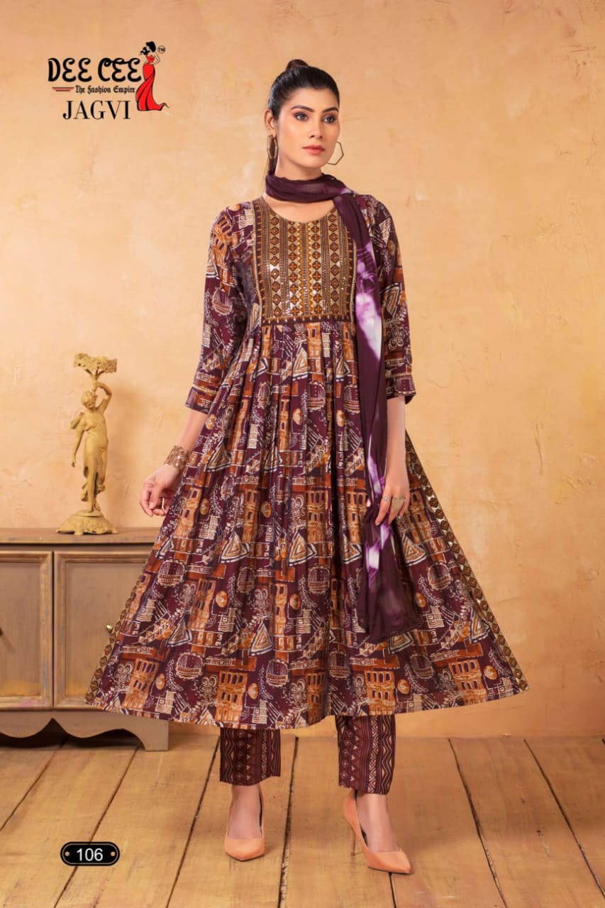Jagvi By Deecee Heavy Chanderi Print Kurti With Bottom Dupatta